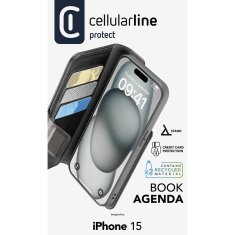 CellularLine Cellularline Book Agenda - etui za iPhone 15 s prevleko MICROBAN (črn)