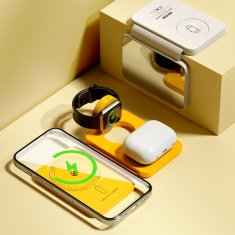 Wekome WEKOME WP-U172 - Ładowarka bezprzewodowa 3w1 z MagSafe do iPhone, Apple Watch i AirPods + lusterko (Żółty)