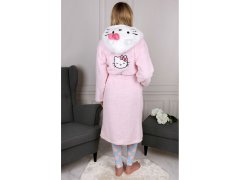 HELLO KITTY Hello Kitty Roza in beli kopalni plašč s pasom in kapuco, ženski, mehak XXL