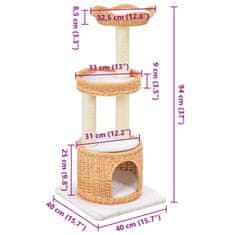 Vidaxl Mačje drevo s praskalniki iz sisala naravna vrba in les