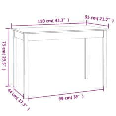 Vidaxl Jedilna miza 110x55x75 cm trdna borovina