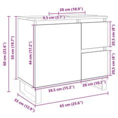 Vidaxl Kopalniška omarica sonoma hrast 65x33x60 cm inženirski les