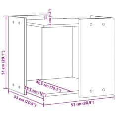 Vidaxl Omara za mačje stranišče betonsko siva 53x53x51 cm inž. les