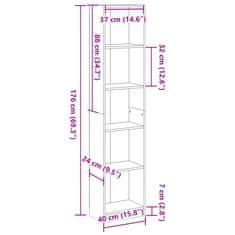 Vidaxl Knjižna omara sonoma hrast 40x24x176 cm inženirski les