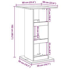 Vidaxl Barska miza s policami starinski les 60x60x102 cm inž. les