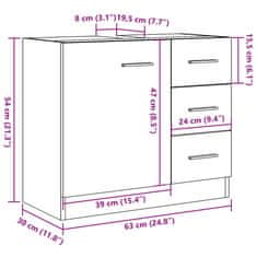 Vidaxl Omarica za umivalnik starinski les 63x30x54 cm inženirski les