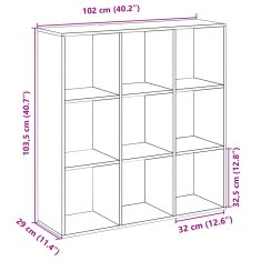 Vidaxl Pregrada s knjižno omaro betonsko siva 102x29x103,5cm inž. les