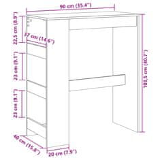 Vidaxl Barska miza s policami betonsko siva 90x40x103,5 cm inž. les