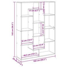 Vidaxl Knjižna omara betonsko siva 102x29x143 cm inženirski les