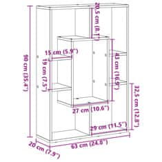 Vidaxl Knjižna omara sonoma hrast 63x20x90 cm inženirski les