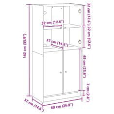 Vidaxl Visoka omara z vrati artisian hrast 68x37x142 cm inženirski les