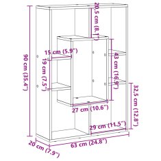 Vidaxl Knjižna omara siva sonoma 63x20x90 cm inženirski les