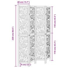 Vidaxl Paravan 4-delni črn trden les pavlovnije
