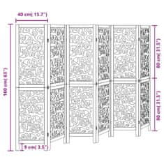 Vidaxl Paravan 6-delni črn trden les pavlovnije