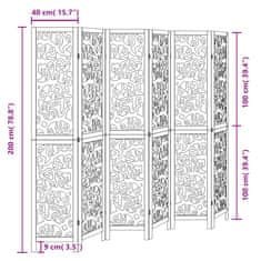 Vidaxl Paravan 6-delni črn trden les pavlovnije