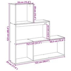 Vidaxl Pregrada s knjižno omaro 3-nadst. bela 123x29x123 cm inž. les