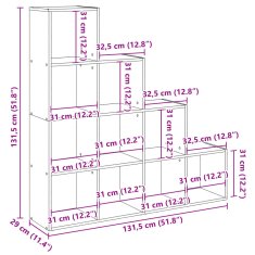 Vidaxl Pregrada s knjižno omaro 4-nads. sonoma hrast 131,5x29x131,5 cm