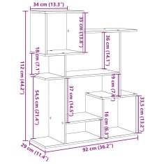 Vidaxl Pregrada s knjižno omaro betonsko siva 92x29x112 cm inž. les