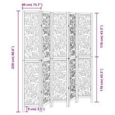 Vidaxl Paravan 5-delni črn trden les pavlovnije