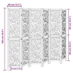 Vidaxl Paravan 6-delni črn trden les pavlovnije