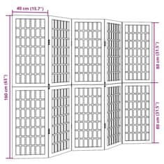 Vidaxl Paravan 5-delni bel trden les pavlovnije