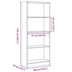 Vidaxl Knjižna omara rjavi hrast 60x24x143 cm inženirski les