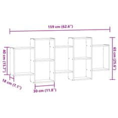 Vidaxl Stenska polica starinski les 159x18x65 cm inženirski les