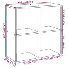 Vidaxl Pregrada s knjižno omaro starinski les 69,5x29x69,5 cm inž. les