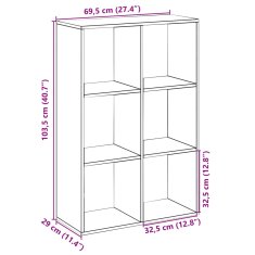 Vidaxl Pregrada s knjižno omaro črna 69,5x29x103,5 cm inženirski les