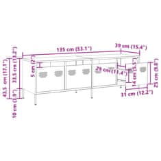 Vidaxl TV omarica antracitna 135x39x43,5 cm hladno valjano jeklo