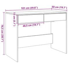 Vidaxl Pisalna miza artisan hrast 101x50x76,5 cm inženirski les