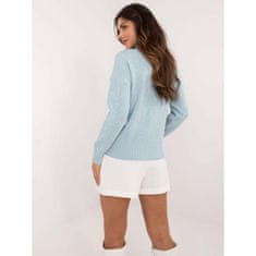 Wool Fashion Ženski pulover z dolgimi rokavi in polovičnim vratnim ovratnikom Light Blue AT-SW-2339.54_409069 Univerzalni