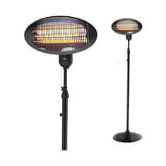 Edm Premium 2000W Quartz Patio Heater - Elegantna črna zasnova