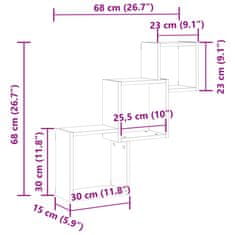 Vidaxl Stenske police v obliki kocke hrast 68x15x68cm inž. les
