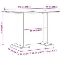 Vidaxl Jedilna miza starinski les 110x60x75 cm inženirski les