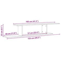 Vidaxl Stenska TV polica artisian hrast 125x18x23 cm inženirski les