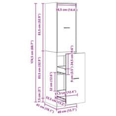 Vidaxl Lekarniška omara siva sonoma 40x41x174,5 cm inženirski les