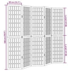 Vidaxl Paravan 5-delni bel trden les pavlovnije