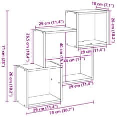 Vidaxl Stenska omarica 78x18x71 cm siva sonoma inženirski les