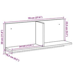 Vidaxl Stenska omarica 70x16,5x30 cm črna inženirski les