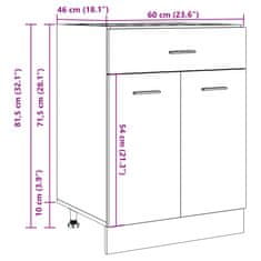 Vidaxl Spodnja omarica s predalom starinski les 60x46x81,5 cm inž. les