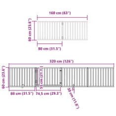 Vidaxl Ograda za pse z vrati zložljiva 6 panelov bela 480 cm les