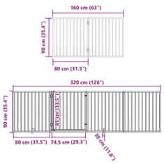 Vidaxl Ograda za pse z vrati zložljiva 12 panelov bela 960 cm les