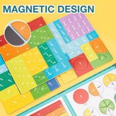 Netscroll Magnetni set za učenje ulomkov, izobraževalne matematične sestavljanke, ulomki v magnetnih krogih in ploščicah za osnovnošolsko učenje, Montessori metoda za vizualno vadbo, PracticeMath