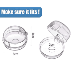 Netscroll Otroški varnostni pokrov za gumb na štedilniku (2 kosa), zaščita v kuhinji, preprečuje nenamerno uporabo, iz trpežne prozorne plastike, enostavna montaža, primeren za večino štedilnikov, StoveKnob