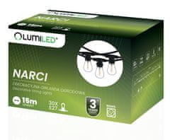 LUMILED Vrtna zunanja svetilka svetlobna veriga 15m GIRLANDA NARCI + 30x LED žarnica E27 2W 3000K