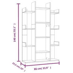 Vidaxl Knjižna omara rjav hrast 86x25,5x140 cm inženirski les