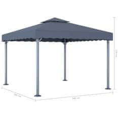 Vidaxl Paviljon 300x300 cm antraciten aluminij