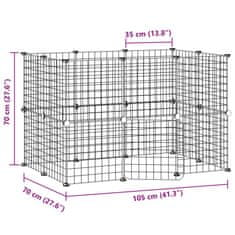 Vidaxl Ograda za hišne ljubljenčke z 20 paneli črna 35x35 cm jeklo