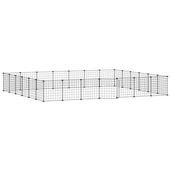 Vidaxl Ograda za hišne ljubljenčke z 28 paneli črna 35x35 cm jeklo